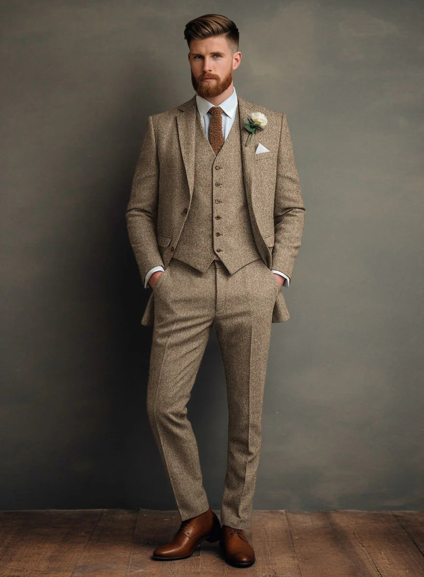 Tweed Anzug Herringbone Muster Sayed Design
