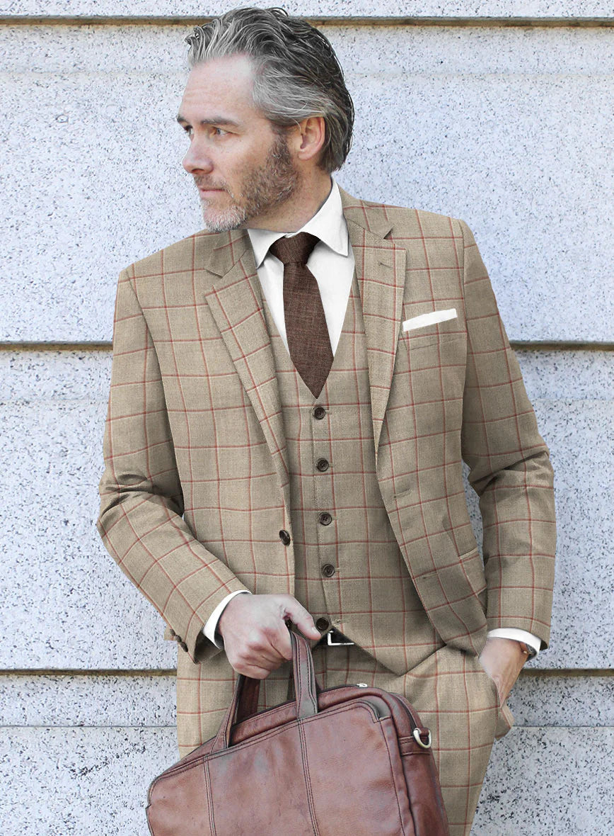 Leinen Wolle Anzug in Beige Sayed Design